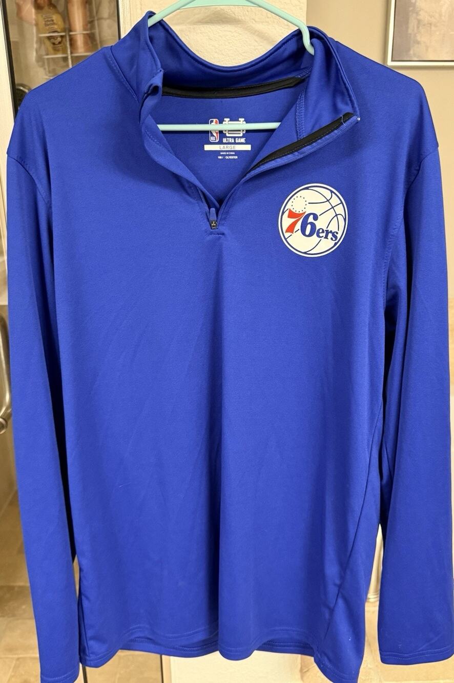 Philadelphia 76ers 1/4 Zip Pullover Mens Large Blue NBA Ultra Game Athletic Top